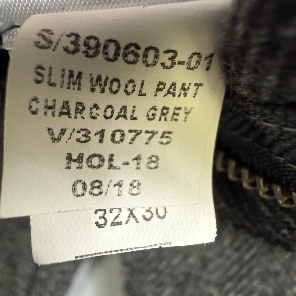 Gap Mens Slim Fit Herringbone Twill Wool Blend Trousers 32x30 Grey Dress Pants